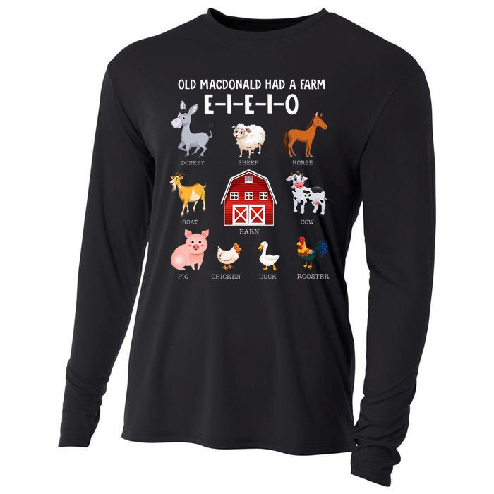 Farm Animals Old MacDonald Had A Farm EIEIO Cooling Performance Long Sleeve Crew