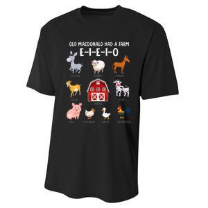 Farm Animals Old MacDonald Had A Farm EIEIO Performance Sprint T-Shirt