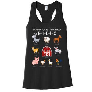 Farm Animals Old MacDonald Had A Farm EIEIO Women's Racerback Tank