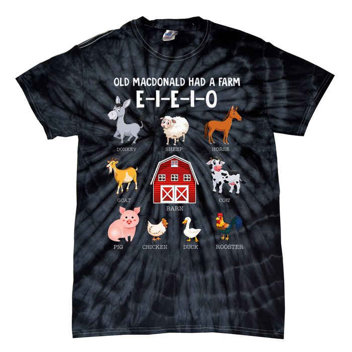 Farm Animals Old MacDonald Had A Farm EIEIO Tie-Dye T-Shirt