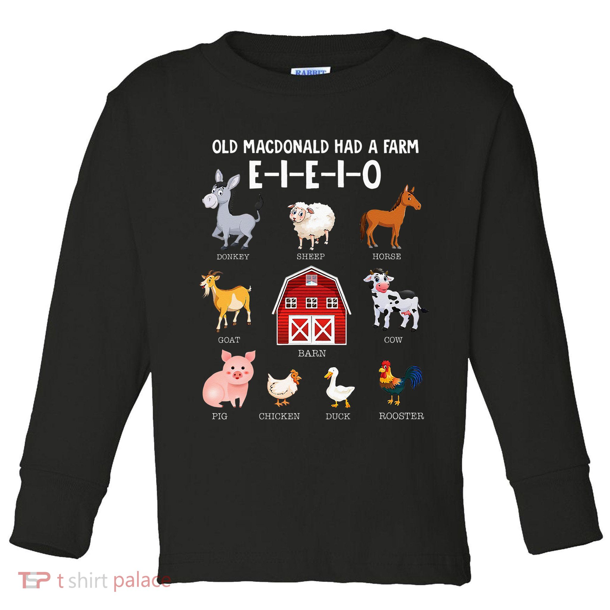 Farm Animals Old MacDonald Had A Farm EIEIO Toddler Long Sleeve Shirt