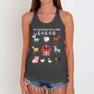 Farm Animals Old MacDonald Had A Farm EIEIO Women's Knotted Racerback Tank