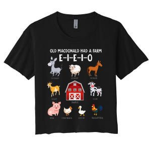 Farm Animals Old MacDonald Had A Farm EIEIO Women's Crop Top Tee