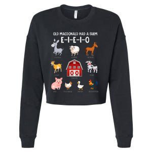 Farm Animals Old MacDonald Had A Farm EIEIO Cropped Pullover Crew