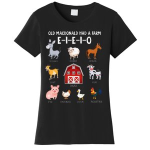 Farm Animals Old MacDonald Had A Farm EIEIO Women's T-Shirt