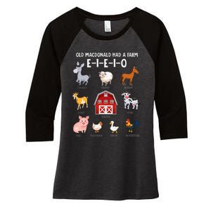 Farm Animals Old MacDonald Had A Farm EIEIO Women's Tri-Blend 3/4-Sleeve Raglan Shirt