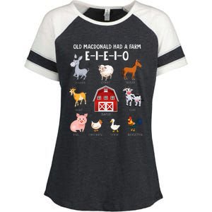 Farm Animals Old MacDonald Had A Farm EIEIO Enza Ladies Jersey Colorblock Tee