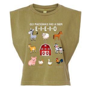 Farm Animals Old MacDonald Had A Farm EIEIO Garment-Dyed Women's Muscle Tee