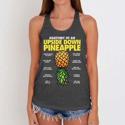 Funny Anatomy Of An Upside Down Pineapple Swinger Lifestyle Women's Knotted Racerback Tank