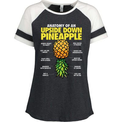 Funny Anatomy Of An Upside Down Pineapple Swinger Lifestyle Enza Ladies Jersey Colorblock Tee