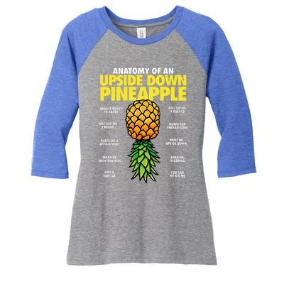 Funny Anatomy Of An Upside Down Pineapple Swinger Lifestyle Women's Tri-Blend 3/4-Sleeve Raglan Shirt