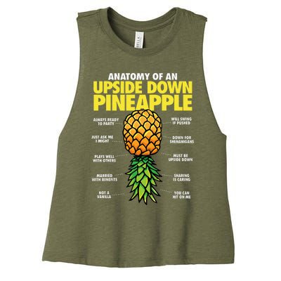 Funny Anatomy Of An Upside Down Pineapple Swinger Lifestyle Women's Racerback Cropped Tank