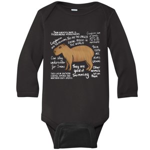  Funny Anatomy Of a Capybara Girls Cute Capybaras  Baby Long Sleeve Bodysuit