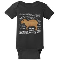  Funny Anatomy Of a Capybara Girls Cute Capybaras  Baby Bodysuit