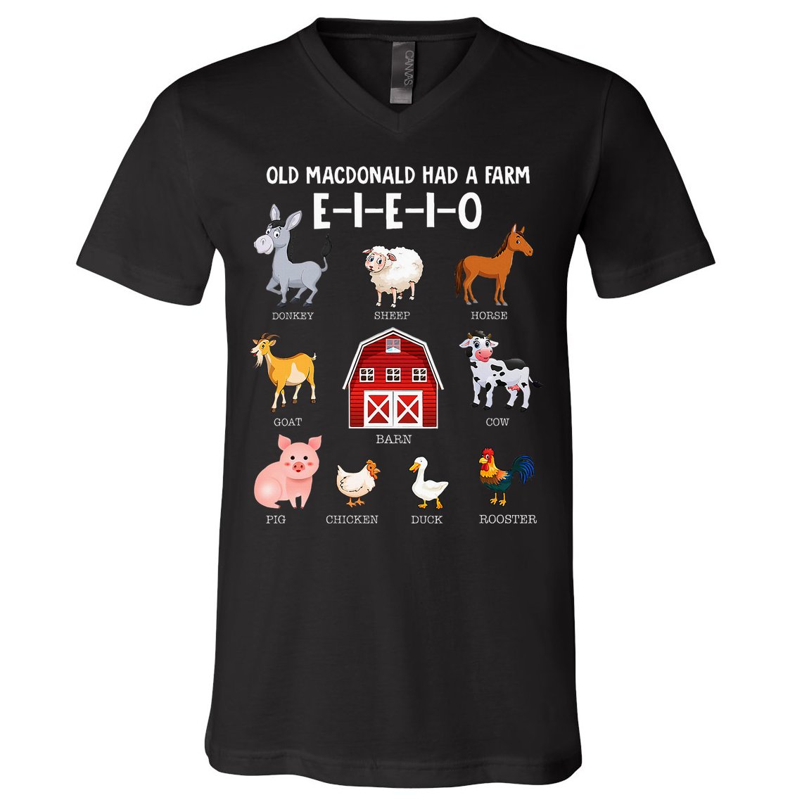 Farm Animals Old Macdonald Had A Farm Eieio V-Neck T-Shirt