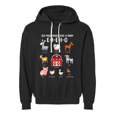 Farm Animals Old Macdonald Had A Farm Eieio Garment-Dyed Fleece Hoodie