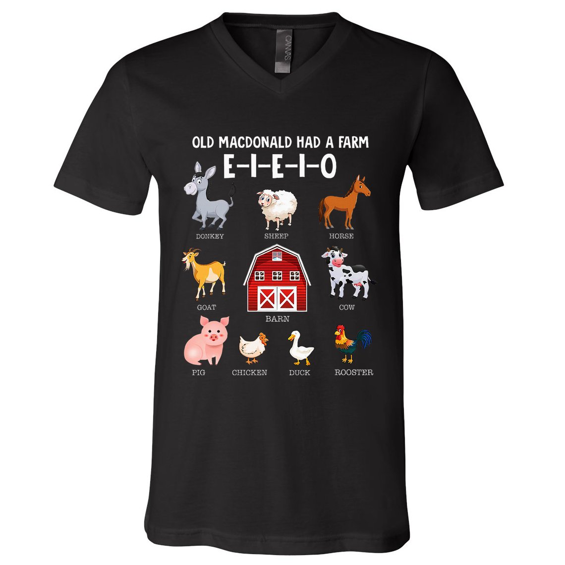 Farm Animals Old Macdonald Had A Farm Eieio V-Neck T-Shirt