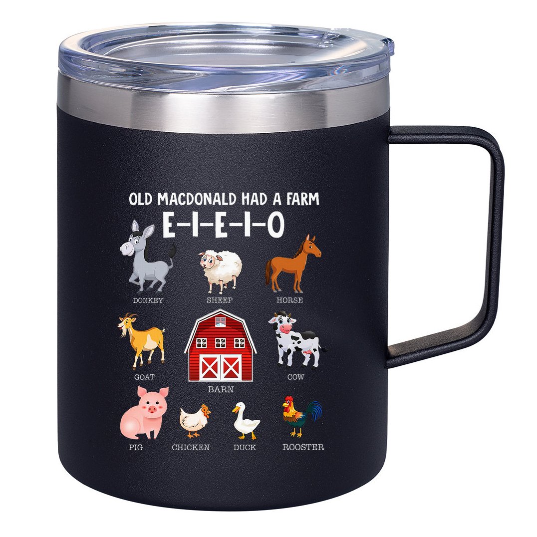 Farm Animals Old Macdonald Had A Farm Eieio 12oz Stainless Steel Coffee Mug