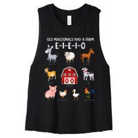 Farm Animals Old Macdonald Had A Farm Eieio Women's Racerback Cropped Tank