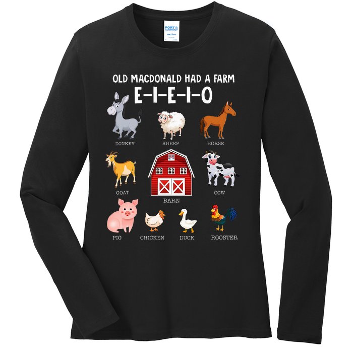 Farm Animals Old Macdonald Had A Farm Eieio Ladies Long Sleeve Shirt