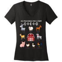 Farm Animals Old Macdonald Had A Farm Eieio Women's V-Neck T-Shirt