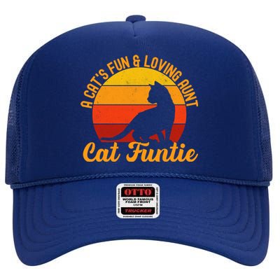 Funtie Aunt Of Cat Definition Gift High Crown Mesh Back Trucker Hat