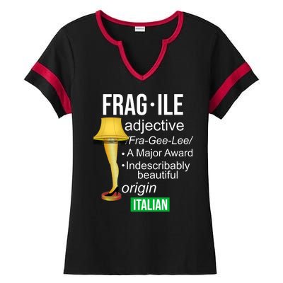 Fragile Adjective Origin Italian A Major Award Ladies Halftime Notch Neck Tee