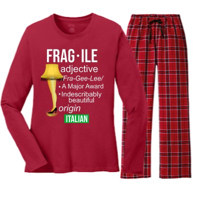 Fragile Adjective Origin Italian A Major Award Women's Long Sleeve Flannel Pajama Set 