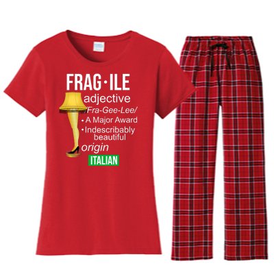 Fragile Adjective Origin Italian A Major Award Women's Flannel Pajama Set