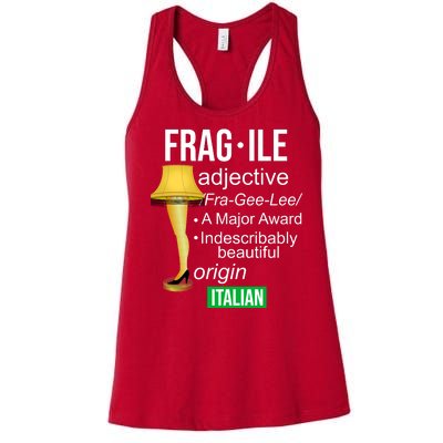 Fragile Adjective Origin Italian A Major Award Women's Racerback Tank