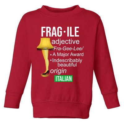 Fragile Adjective Origin Italian A Major Award Toddler Sweatshirt
