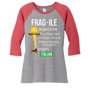 Fragile Adjective Origin Italian A Major Award Women's Tri-Blend 3/4-Sleeve Raglan Shirt