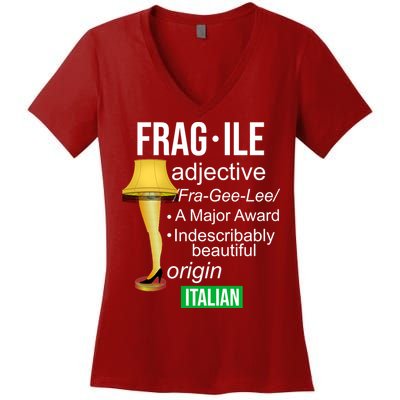 Fragile Adjective Origin Italian A Major Award Women's V-Neck T-Shirt