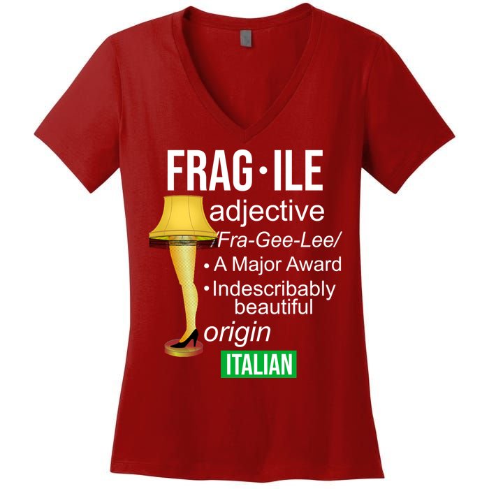 Fragile Adjective Origin Italian A Major Award Women's V-Neck T-Shirt