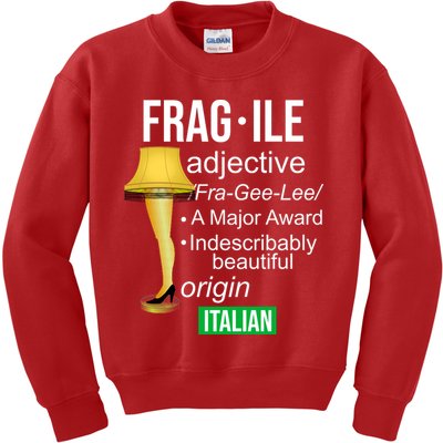 Fragile Adjective Origin Italian A Major Award Kids Sweatshirt