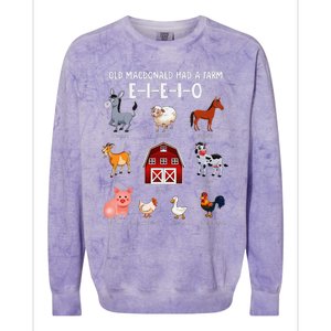 Farm Animals Old Macdonald Had A Farm E I E I O Colorblast Crewneck Sweatshirt