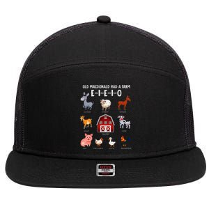 Farm Animals Old Macdonald Had A Farm E I E I O 7 Panel Mesh Trucker Snapback Hat