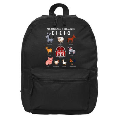 Farm Animals Old Macdonald Had A Farm E I E I O 16 in Basic Backpack