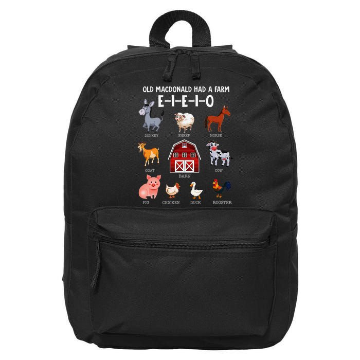 Farm Animals Old Macdonald Had A Farm E I E I O 16 in Basic Backpack