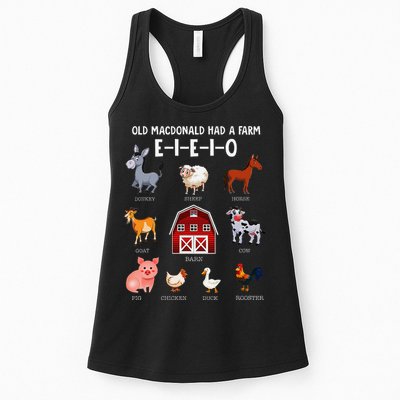 Farm Animals Old Macdonald Had A Farm E I E I O Womens Tank Top