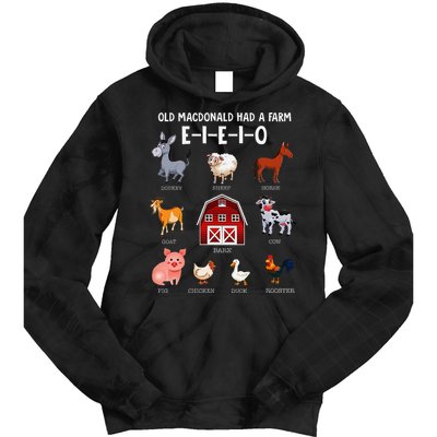 Farm Animals Old Macdonald Had A Farm E I E I O Tie Dye Hoodie