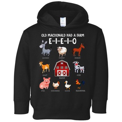 Farm Animals Old Macdonald Had A Farm E I E I O Toddler Hoodie