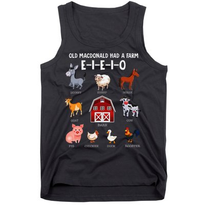 Farm Animals Old Macdonald Had A Farm E I E I O Tank Top