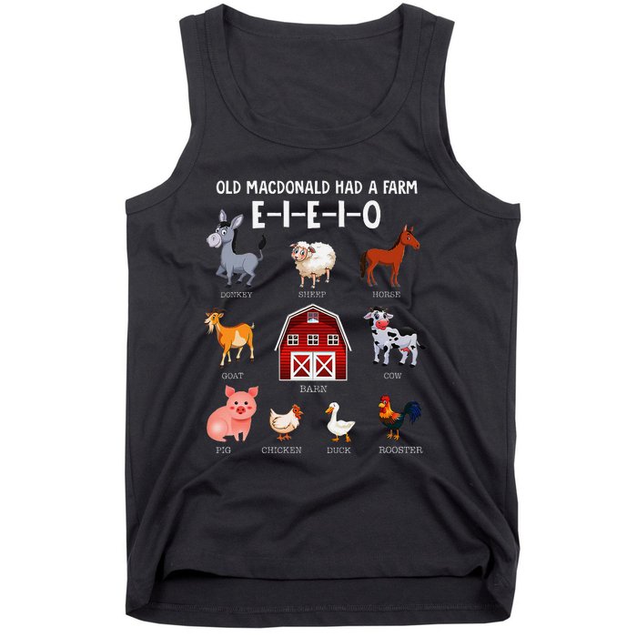 Farm Animals Old Macdonald Had A Farm E I E I O Tank Top