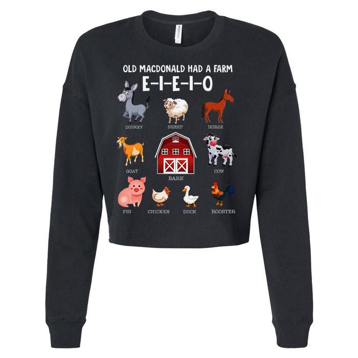 Farm Animals Old Macdonald Had A Farm E I E I O Cropped Pullover Crew