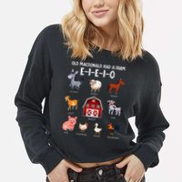 Farm Animals Old Macdonald Had A Farm E I E I O Cropped Pullover Crew