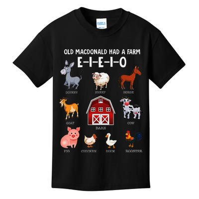 Farm Animals Old Macdonald Had A Farm E I E I O Kids T-Shirt