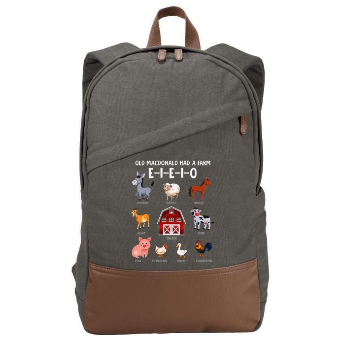 Farm Animals Old Macdonald Had A Farm E I E I O Cotton Canvas Backpack