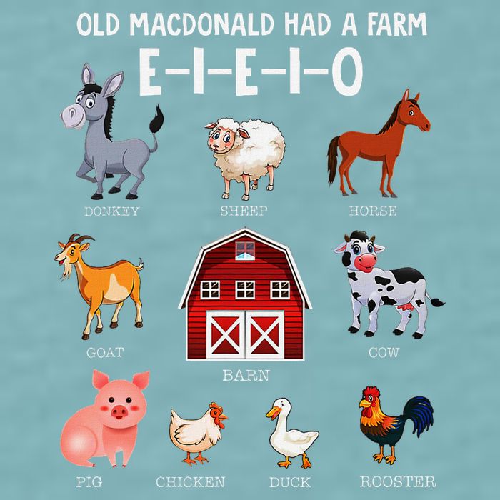 Farm Animals Old Macdonald Had A Farm E I E I O Sueded Cloud Jersey T-Shirt
