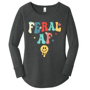 Feral Af (On Back) Funny Women's Perfect Tri Tunic Long Sleeve Shirt